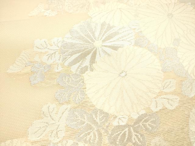 平和屋着物＊夏物　六通柄袋帯　草花文　銀糸　正絹　逸品　DAAX0473cm