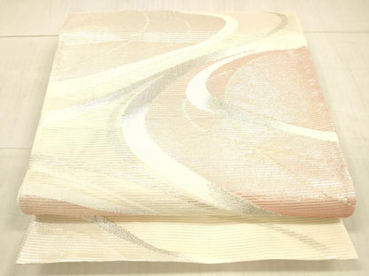 平和屋着物＊夏物 六通柄袋帯 流水文 銀糸 正絹 逸品 DAAX0474cm