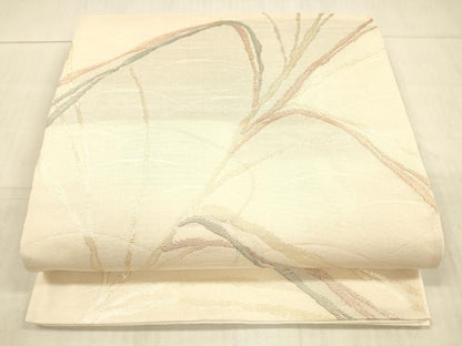 平和屋着物＊夏物 六通柄袋帯 草葉文 金糸 正絹 逸品 DAAX0475cm