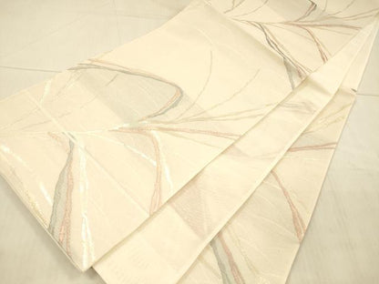 平和屋着物＊夏物 六通柄袋帯 草葉文 金糸 正絹 逸品 DAAX0475cm