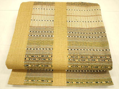 平和屋着物＊夏物　六通柄袋帯　横段文　銀糸　正絹　逸品　DAAX0476cm