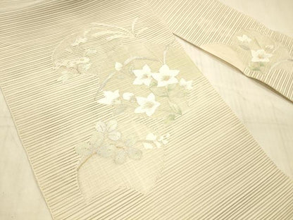 平和屋着物＊夏物 絽綴れ 八寸名古屋帯 草花文 金銀糸 正絹 逸品 DAAX0479cm