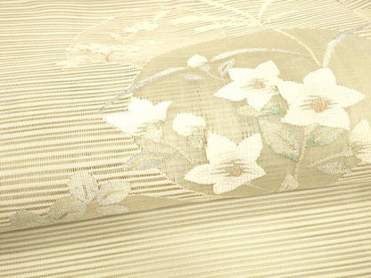 平和屋着物＊夏物 絽綴れ 八寸名古屋帯 草花文 金銀糸 正絹 逸品 DAAX0479cm