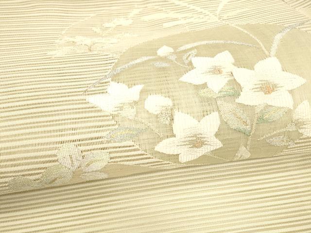 平和屋着物＊夏物 絽綴れ 八寸名古屋帯 草花文 金銀糸 正絹 逸品 DAAX0479cm