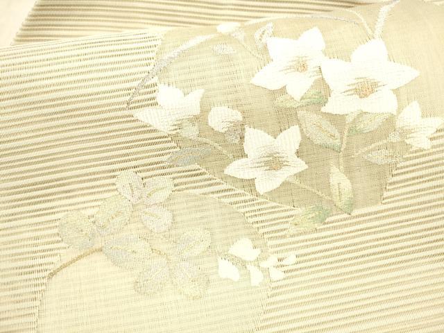 平和屋着物＊夏物 絽綴れ 八寸名古屋帯 草花文 金銀糸 正絹 逸品 DAAX0479cm