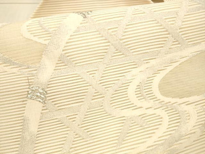 平和屋着物＊夏物 絽綴れ 八寸名古屋帯 流水籬文 銀糸 正絹 逸品 DAAX0480cm