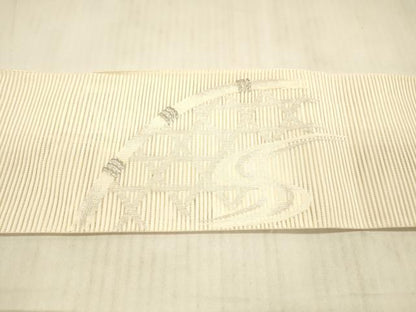 平和屋着物＊夏物 絽綴れ 八寸名古屋帯 流水籬文 銀糸 正絹 逸品 DAAX0480cm