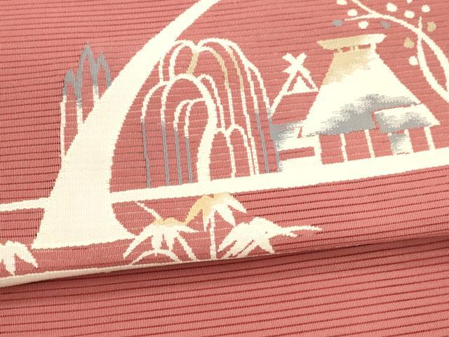 平和屋着物＊夏物 西陣 安田つづれ工房謹製 絽綴れ 八寸名古屋帯 風景文 正絹 逸品 DAAX0481cm