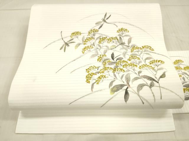 平和屋着物＊夏物 九寸名古屋帯 手描き 蜻蛉草花文 DAAX0484cm