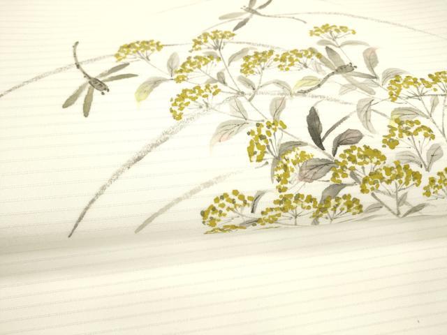 平和屋着物＊夏物 九寸名古屋帯 手描き 蜻蛉草花文 DAAX0484cm