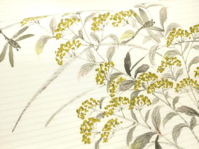 平和屋着物＊夏物 九寸名古屋帯 手描き 蜻蛉草花文 DAAX0484cm