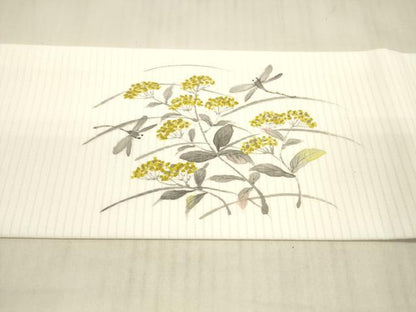 平和屋着物＊夏物 九寸名古屋帯 手描き 蜻蛉草花文 DAAX0484cm
