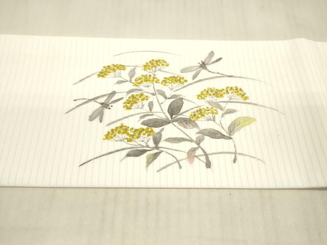 平和屋着物＊夏物 九寸名古屋帯 手描き 蜻蛉草花文 DAAX0484cm