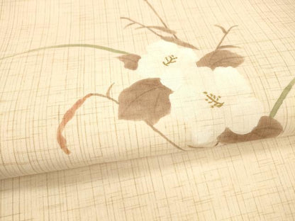 平和屋着物＊夏物 九寸名古屋帯 草花文 金彩 麻 逸品 DAAX0485cm