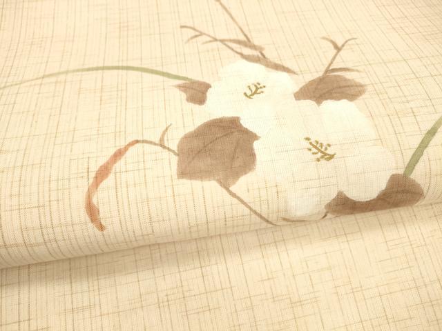 平和屋着物＊夏物 九寸名古屋帯 草花文 金彩 麻 逸品 DAAX0485cm
