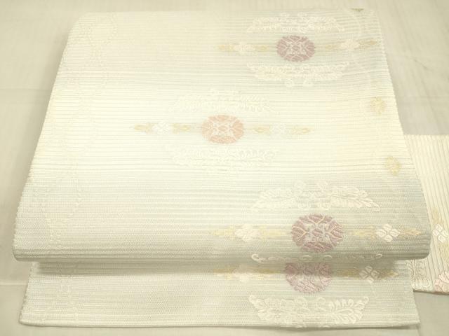 平和屋着物＊夏物 九寸名古屋帯 唐織 草花文 金糸 正絹 逸品 DAAX0486cm