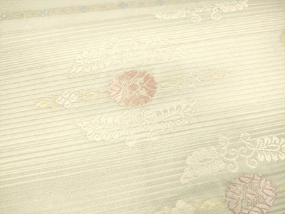 平和屋着物＊夏物 九寸名古屋帯 唐織 草花文 金糸 正絹 逸品 DAAX0486cm
