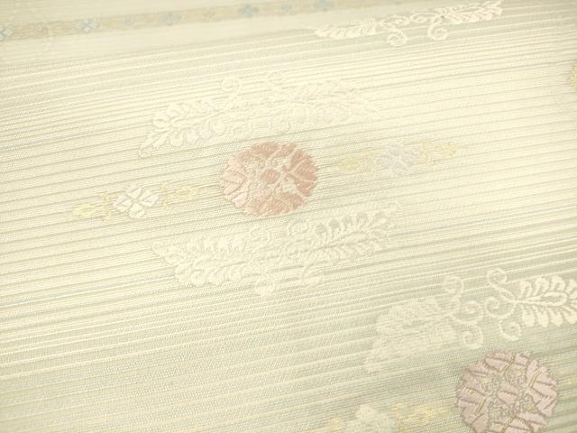 平和屋着物＊夏物 九寸名古屋帯 唐織 草花文 金糸 正絹 逸品 DAAX0486cm