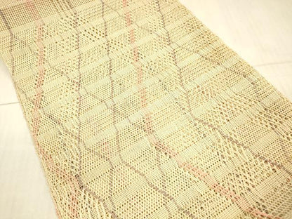 平和屋着物＊夏物 八寸名古屋帯 抽象文様 金糸 正絹 逸品 DAAX0490cm