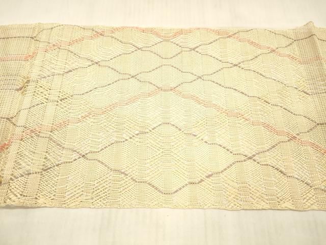 平和屋着物＊夏物 八寸名古屋帯 抽象文様 金糸 正絹 逸品 DAAX0490cm