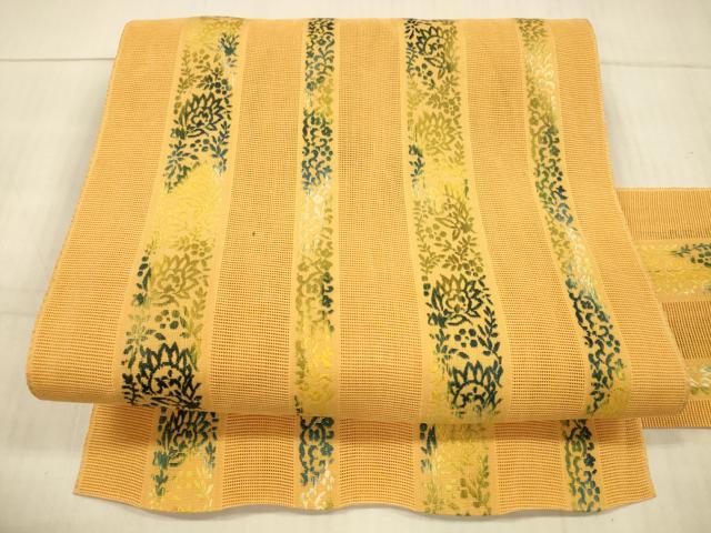 平和屋着物＊夏物 本場筑前博多織 八寸名古屋帯 草葉間道 正絹 逸品 DAAX0495cm