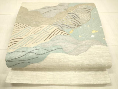 平和屋着物＊夏物 太鼓柄袋帯 流水文 金銀糸 正絹 逸品 DAAX0496cm