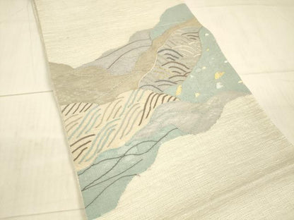 平和屋着物＊夏物 太鼓柄袋帯 流水文 金銀糸 正絹 逸品 DAAX0496cm