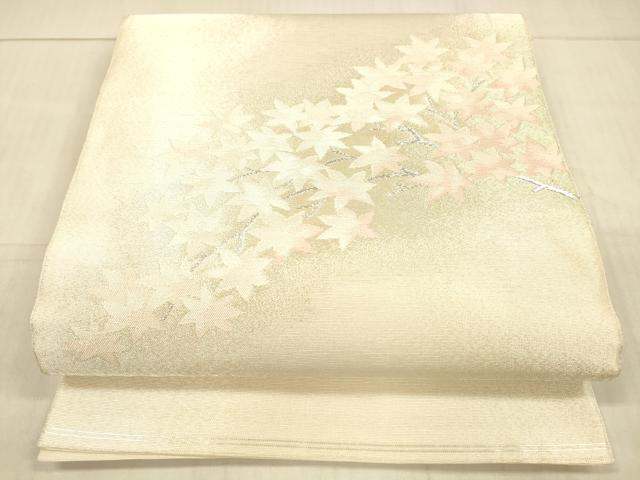 平和屋着物＊夏物 太鼓柄袋帯 枝葉文 金銀糸 正絹 逸品 DAAX0497cm