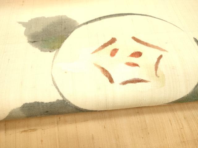 平和屋着物＊夏物 九寸名古屋帯 生紬 手描き 草花文 正絹 逸品 DAAX0501cm
