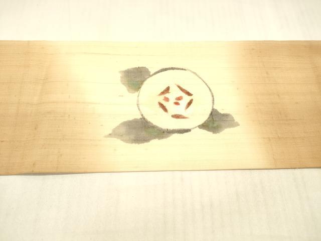 平和屋着物＊夏物 九寸名古屋帯 生紬 手描き 草花文 正絹 逸品 DAAX0501cm