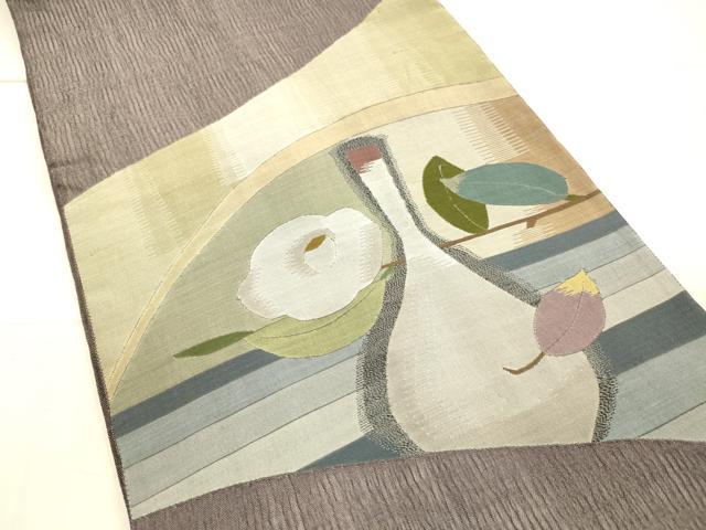 平和屋着物＊夏物 太鼓柄袋帯 すくい織 飾花文 正絹 逸品 DAAX0503cm
