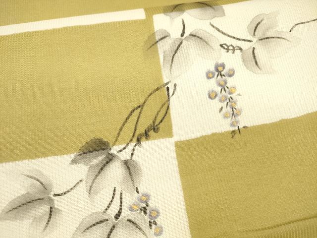 平和屋着物＊夏物 太鼓柄袋帯 手描き 葡萄蔦の葉文 金彩 正絹 逸品 DAAX0505cm