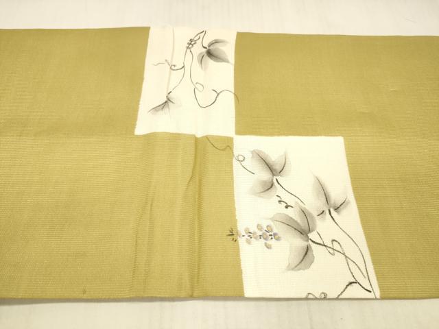 平和屋着物＊夏物 太鼓柄袋帯 手描き 葡萄蔦の葉文 金彩 正絹 逸品 DAAX0505cm