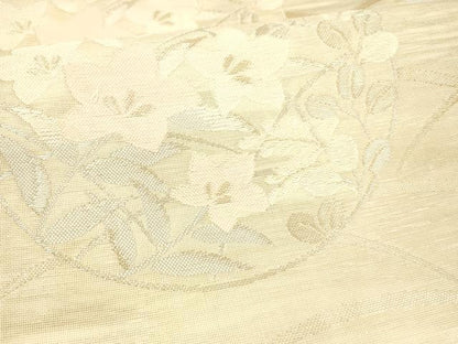 平和屋着物＊夏物 六通柄袋帯 草花文 金銀糸 正絹 逸品 DAAX0508cm