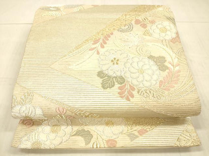 平和屋着物＊夏物 六通柄袋帯 唐織 いざよい 草花文 金銀糸 正絹 逸品 DAAX0511cm