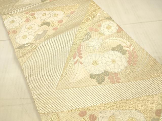 平和屋着物＊夏物 六通柄袋帯 唐織 いざよい 草花文 金銀糸 正絹 逸品 DAAX0511cm