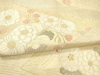 平和屋着物＊夏物 六通柄袋帯 唐織 いざよい 草花文 金銀糸 正絹 逸品 DAAX0511cm