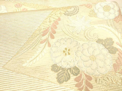 平和屋着物＊夏物 六通柄袋帯 唐織 いざよい 草花文 金銀糸 正絹 逸品 DAAX0511cm