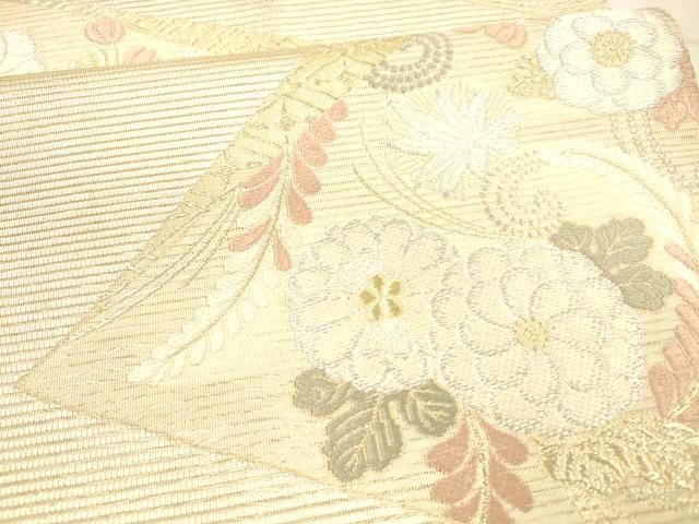 平和屋着物＊夏物 六通柄袋帯 唐織 いざよい 草花文 金銀糸 正絹 逸品 DAAX0511cm