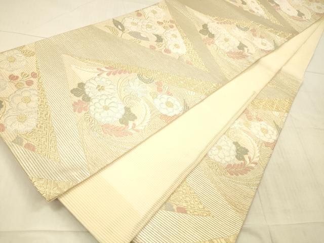平和屋着物＊夏物 六通柄袋帯 唐織 いざよい 草花文 金銀糸 正絹 逸品 DAAX0511cm
