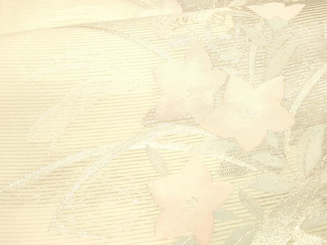 平和屋着物＊夏物 六通柄袋帯 籬草花文 銀糸 正絹 逸品 DAAX0513cm