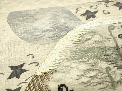 平和屋着物＊夏物 太鼓柄袋帯 唐草文 金銀糸 正絹 逸品 DAAX0515cm