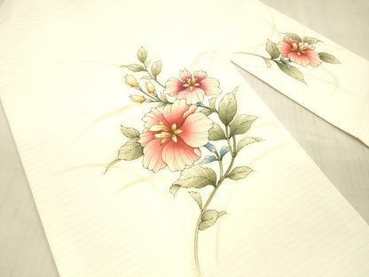 平和屋着物＊夏物 九寸名古屋帯 手描き 草花文 DAAX0519cm
