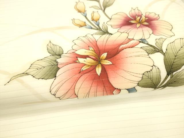 平和屋着物＊夏物 九寸名古屋帯 手描き 草花文 DAAX0519cm