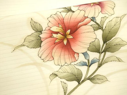 平和屋着物＊夏物 九寸名古屋帯 手描き 草花文 DAAX0519cm
