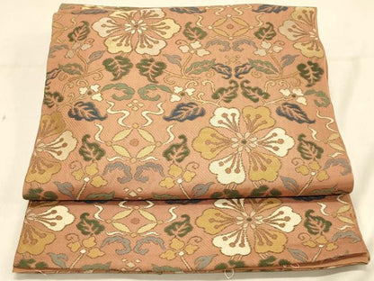 平和屋着物◎六通柄　本袋帯　吉祥草花文　正絹　逸品　DAAX0540jm