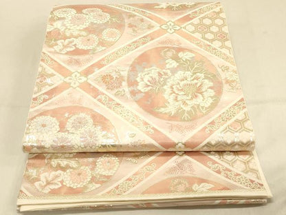 平和屋着物◎六通柄袋帯　彩手織錦　天井花丸文　金糸　引箔　正絹　逸品　DAAX0578jm