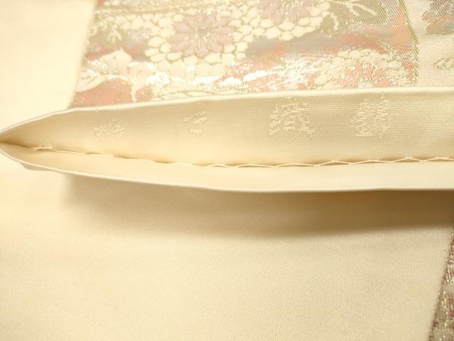平和屋着物◎六通柄袋帯　彩手織錦　天井花丸文　金糸　引箔　正絹　逸品　DAAX0578jm