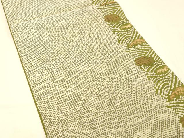 平和屋着物◎六通柄京袋帯　鹿の子抽象文　金糸　正絹　逸品　DAAX0598jm