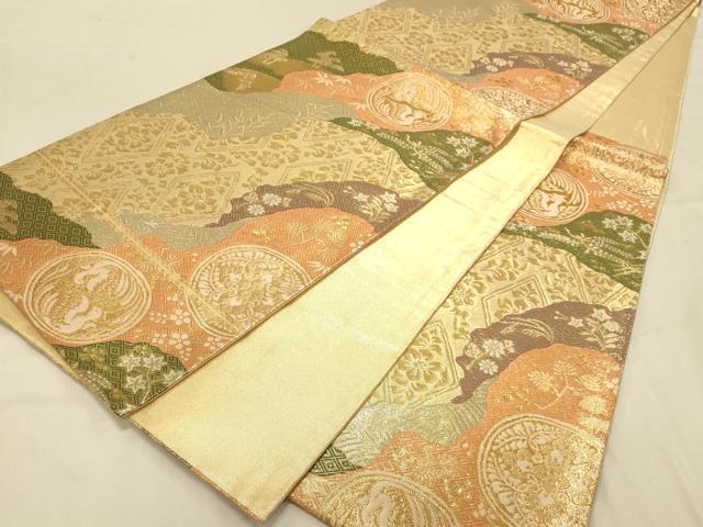 平和屋着物◎佐賀錦　六通柄袋帯　道長文　金糸　正絹　逸品　DAAX0604jm